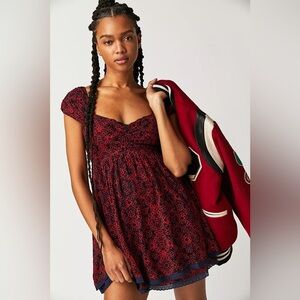 NWT Free People Tabitha Mini Dress In Black Combo Sz XS